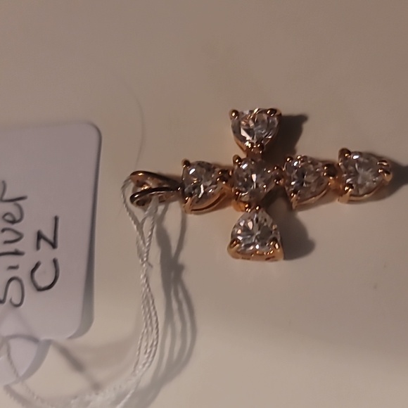 Vintage Real 925 Silver CZ Cross Pendent - Picture 7 of 13